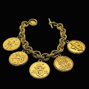 Vintage Anne Klein Heraldic Coin Charm Bracelet Price Firm